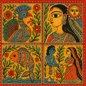 Bharni Style Madhubani Painting